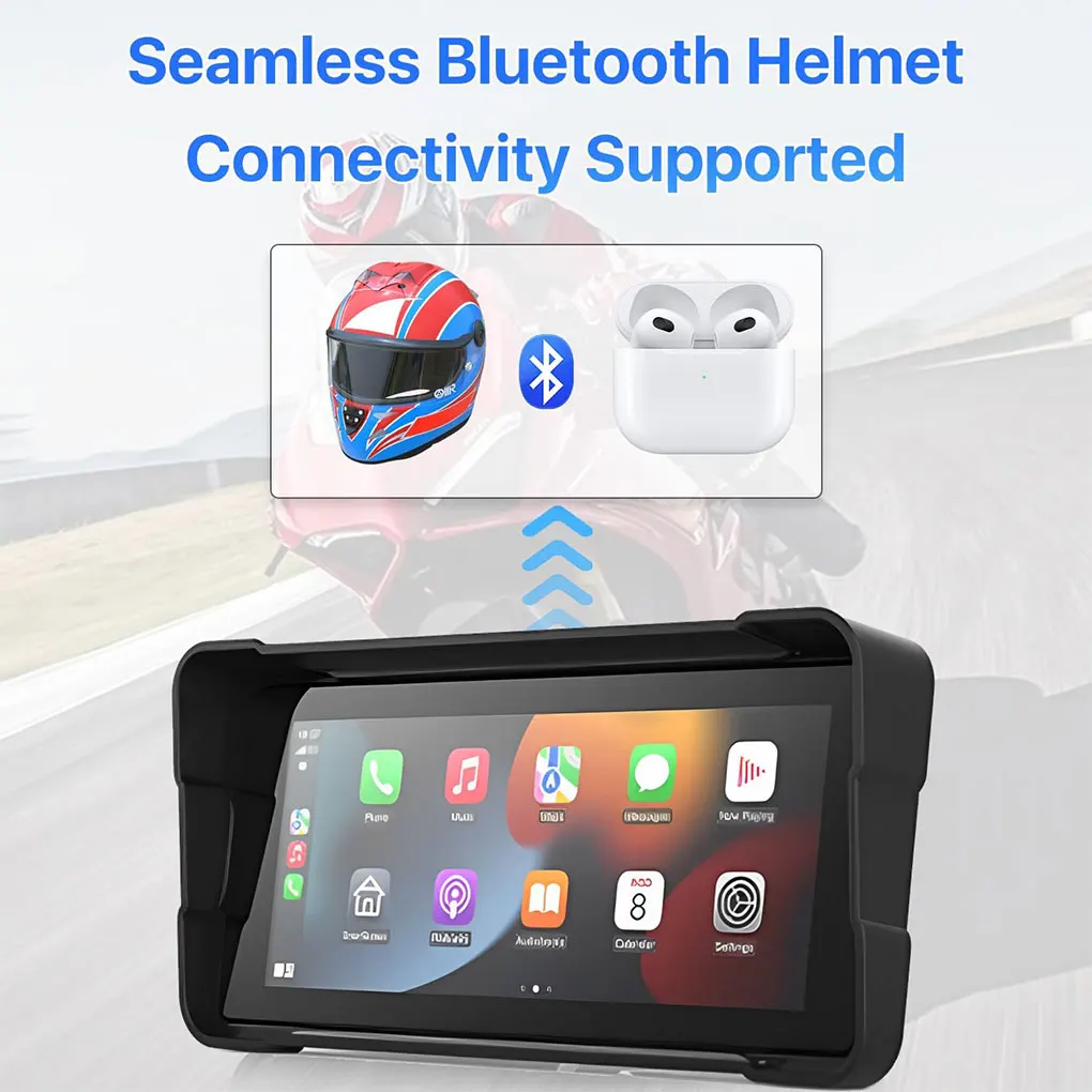 7 بوصة دراجة نارية المحمولة الملاحة GPS اللاسلكية أبل Carplay أندرويد السيارات IPX67 مقاوم للماء دراجة نارية BT 5.0 WIFI DVR #4