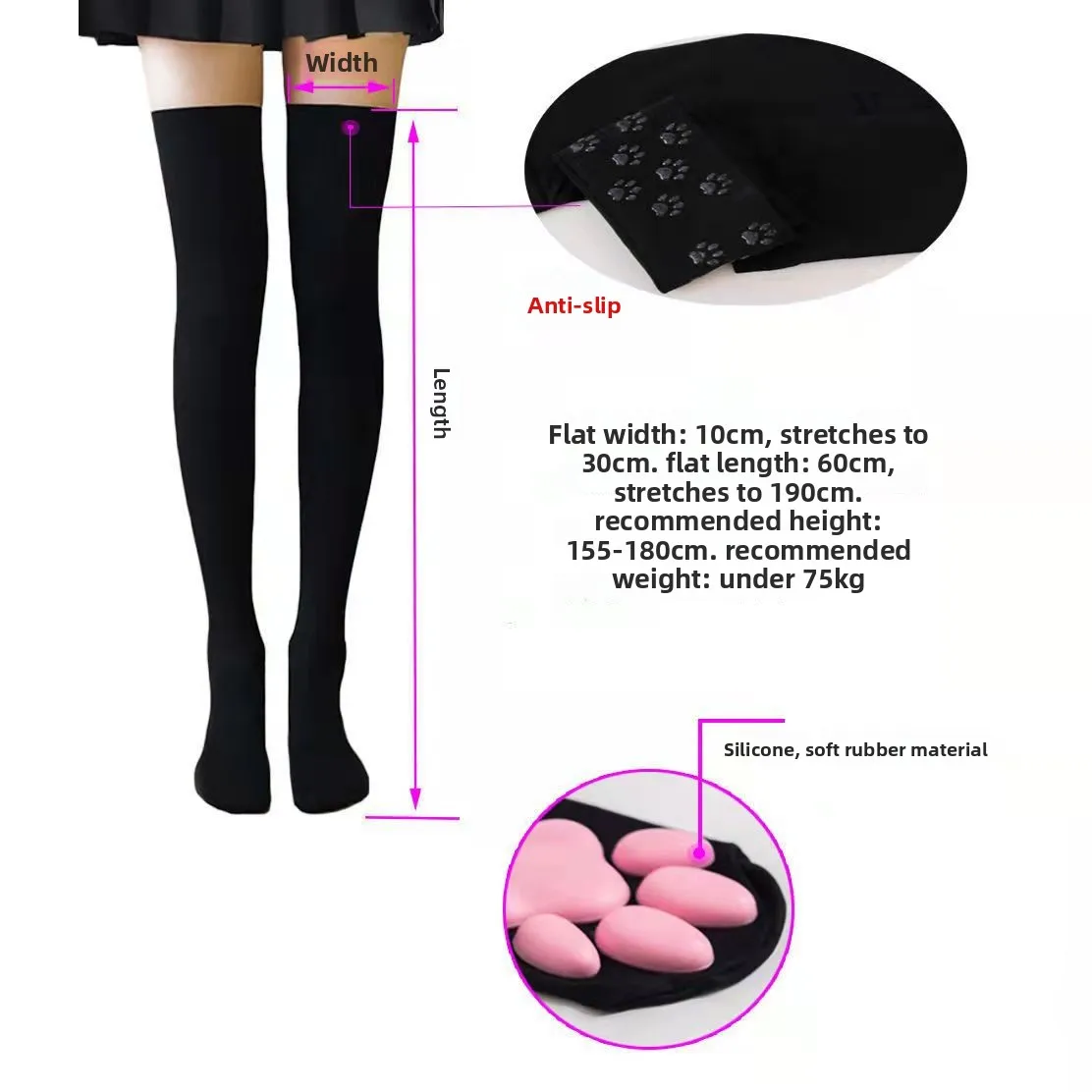Cat Paw Thigh High Socks Cute Soft 3D Toe Beans for Girls Women Anime Kawaii Furry Cosplay Over Knee Velvet Socks Anti-slip