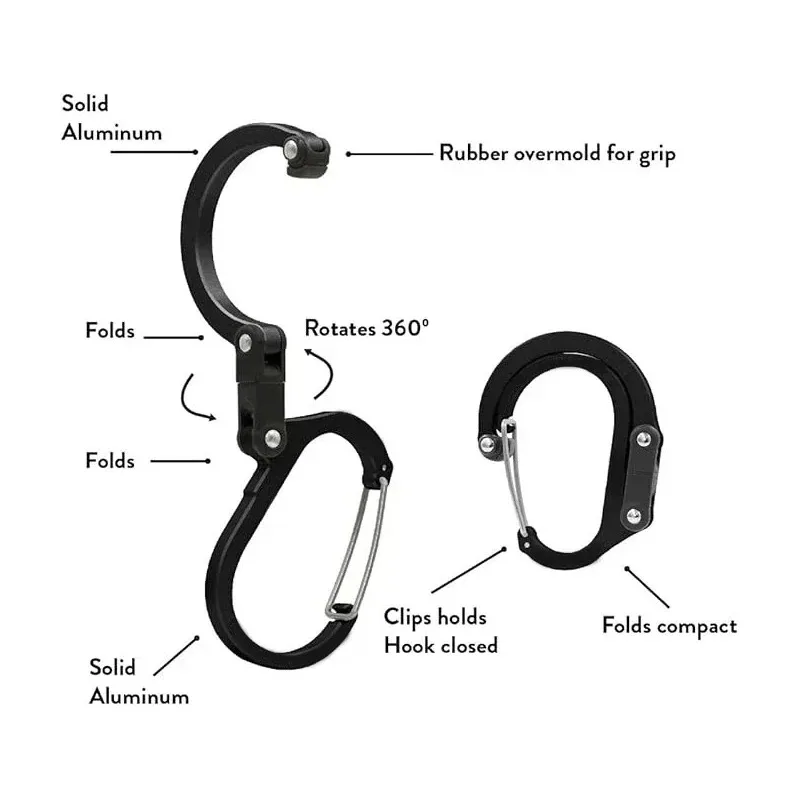 NEXFOO 360 Degree Swivel Carabiner Clip Multifunctional Rotating Hook Strong Buckle for Camping Hiking Backpack Outdoor Gear