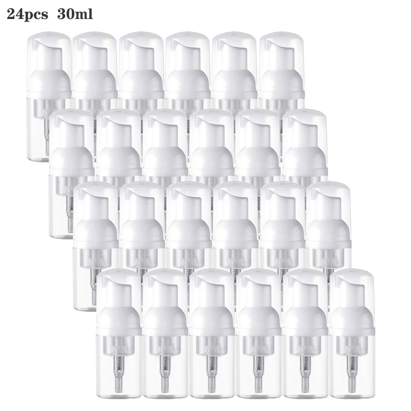 24 pack 30ML Foam Dispenser Bottle Plastic Refillable Portable Mini Foam Bottle Foaming Soap Dispenser Pump Bottles for Travel