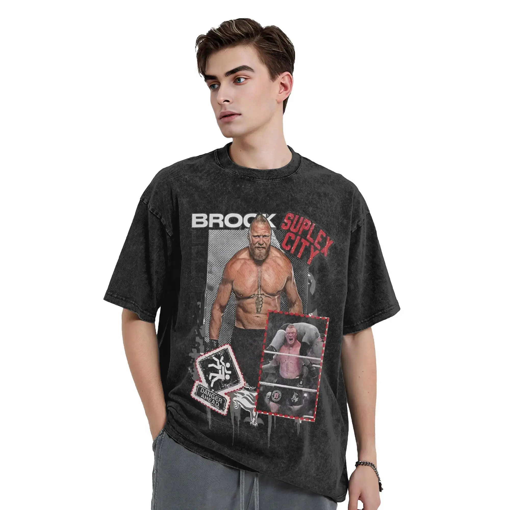Black Brock Lesnar T-shirt da uomo 100% cotone T-shirt divertenti O Collo T-shirt Manica corta Abbigliamento grafico