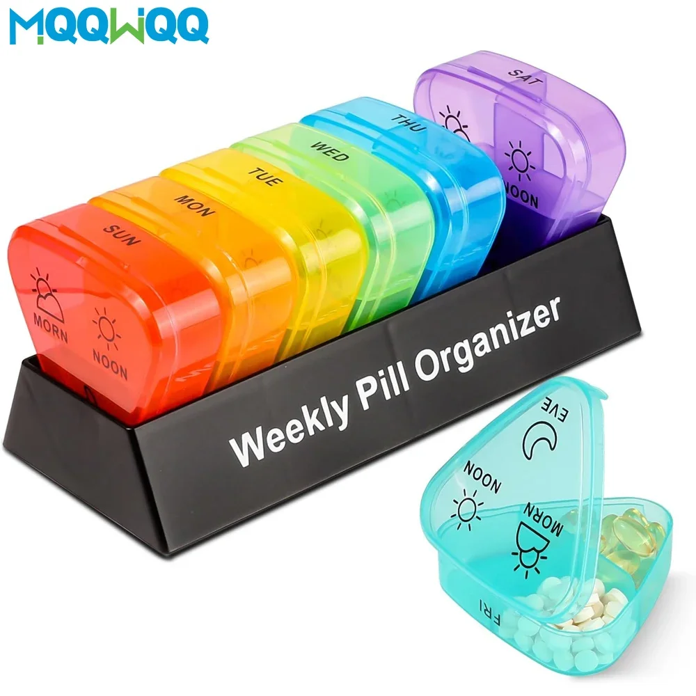 Pill Organizer 3 Times a Day, Sealed Weekly Pill Box 7 Day, Large Daily Pill Box Organizer with 21 Compartments to Hold Pills