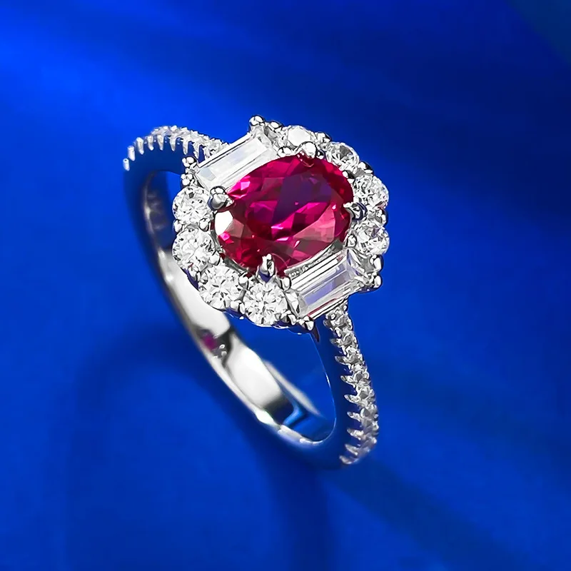 PANSYSEN Vintage 925 Sterling Silver 5*7MM Oval Cut Ruby Sapphire Gemstone Rings for Women Man Anniversary Party Jewelry Gift