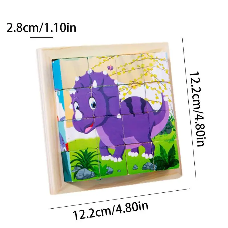 Drewniane Puzzle Montessori gra edukacyjna przedszkolaki kostka łamigłówka 6 puzzli w 1 16 szt. Zagadek edukacyjnych z przechowywaniem