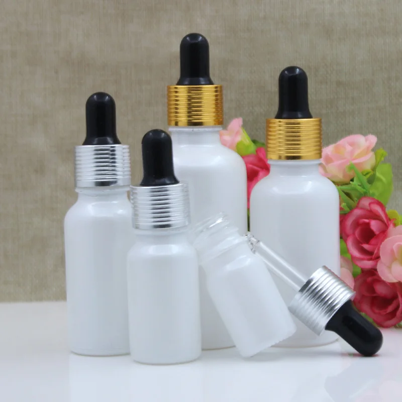 

5ml10ml15ml20ml30ml50ml100ml white glass bottle dropper lid essential oil sample toner moisture lotion emulsion cosmetic packing