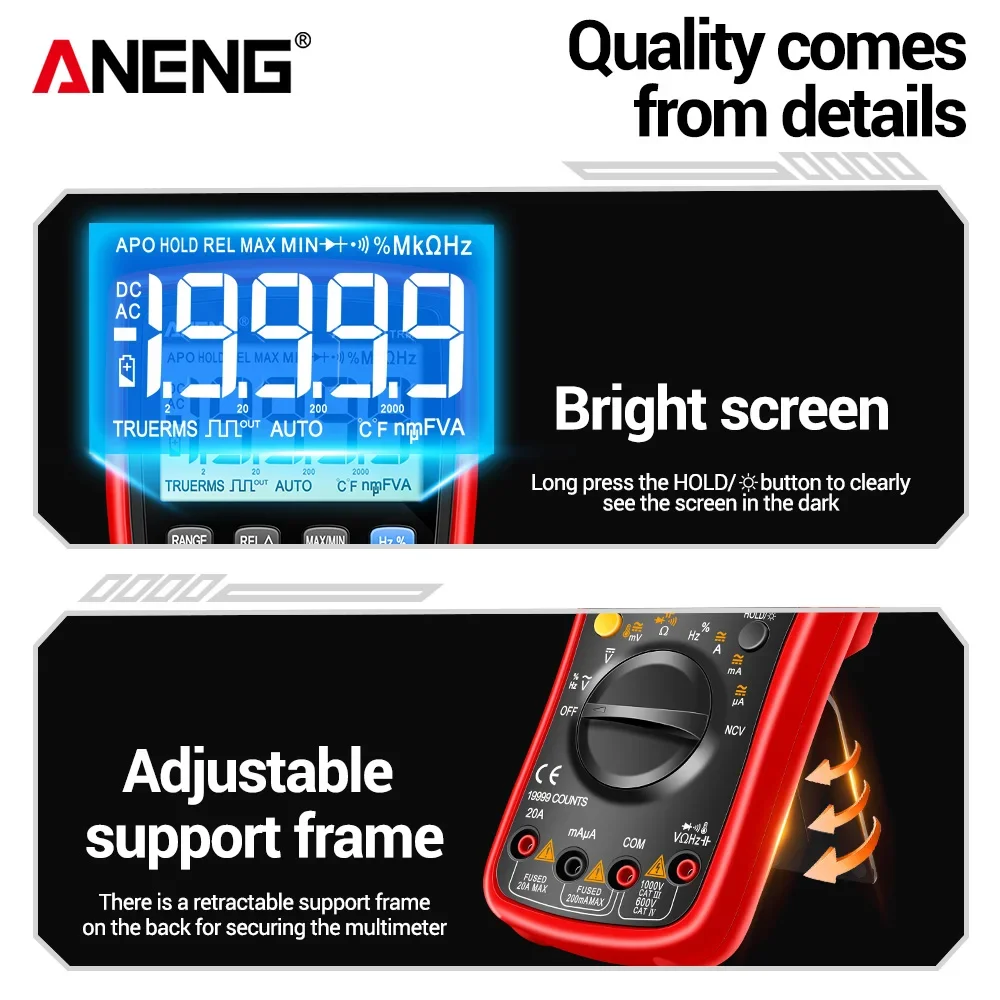 Digital Multimeter ANENG AN870 Profesional 19999 Counts True Rms AC/DC Voltage Current NCV Transistor Accurate Auto Range Tester view 3