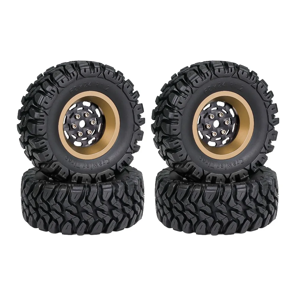 

4 62mm 1.2 "carbon Fiber Chain Wheel Tire Set For 1/18 1/24 Rc Crawl Trx4m Scx24 Ax24 Fcx24 Upgrade Parts