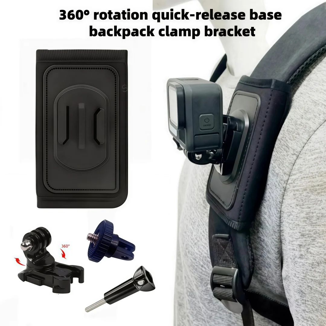 Nsta360 X5 Backpack Mount, Quick Release Base 360 ° Rotating Camera Clip Bracket, Strap Mount, Compatible with Insta360 X5/X4/X3/ One R/Go 2 and Gopro Hero 13 12 11 10 9 8 7 Action Cameras.