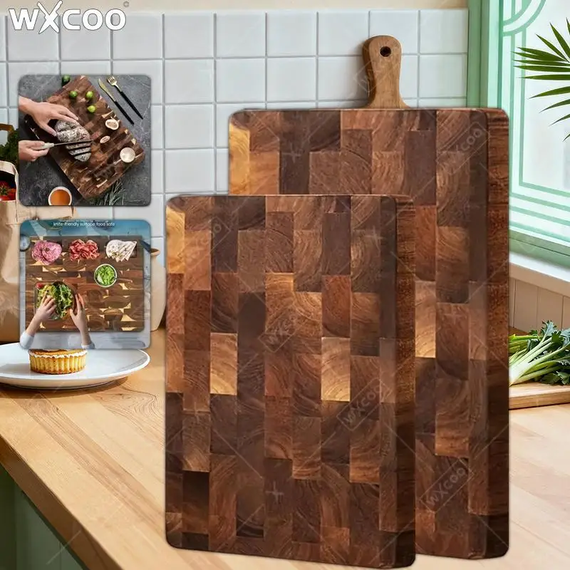 Thicken Acacia Wooden Cutting Board Kitchen Solid Wood Non-slip Double-sided Splicing Checkerboard for Cut Vegetable Fruit Board