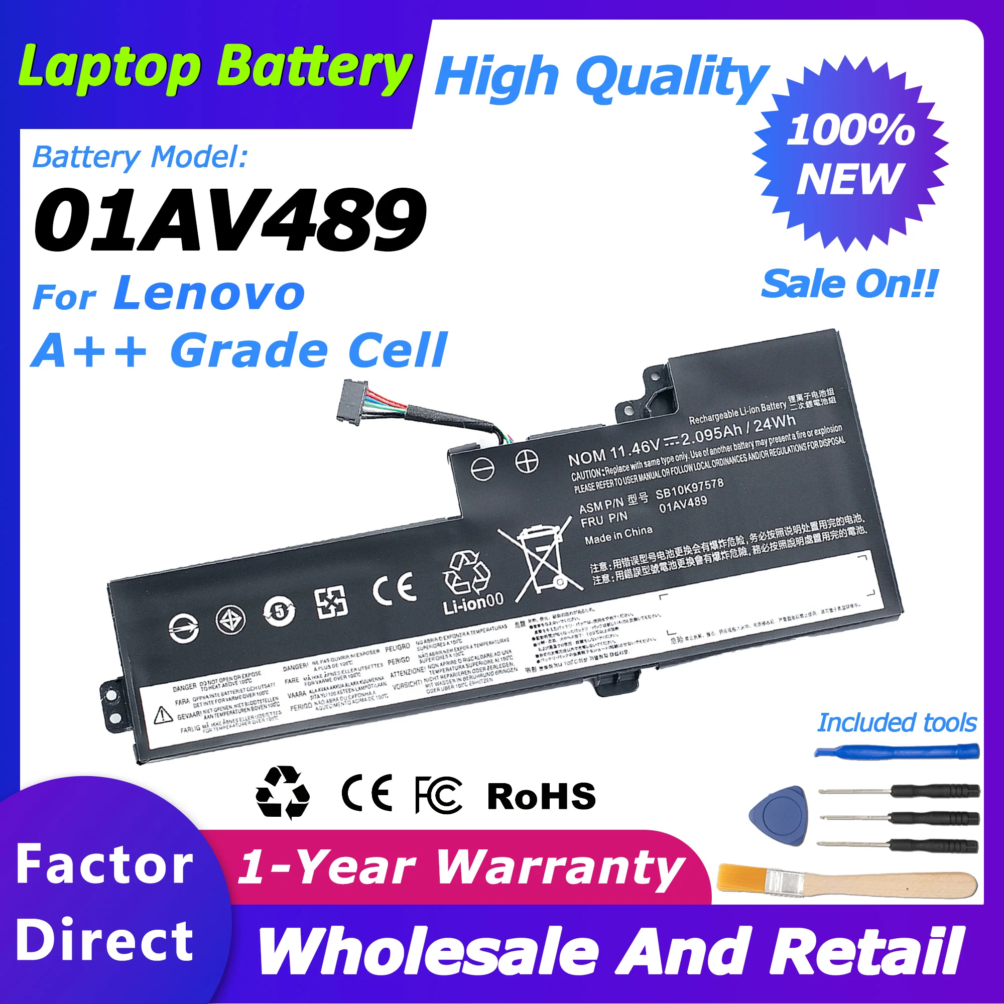 

01AV489 Internal Battery for Lenovo ThinkPad T470/T480/T570 series T580/TP25/01AV489/01AV420/01AV419 2100mah