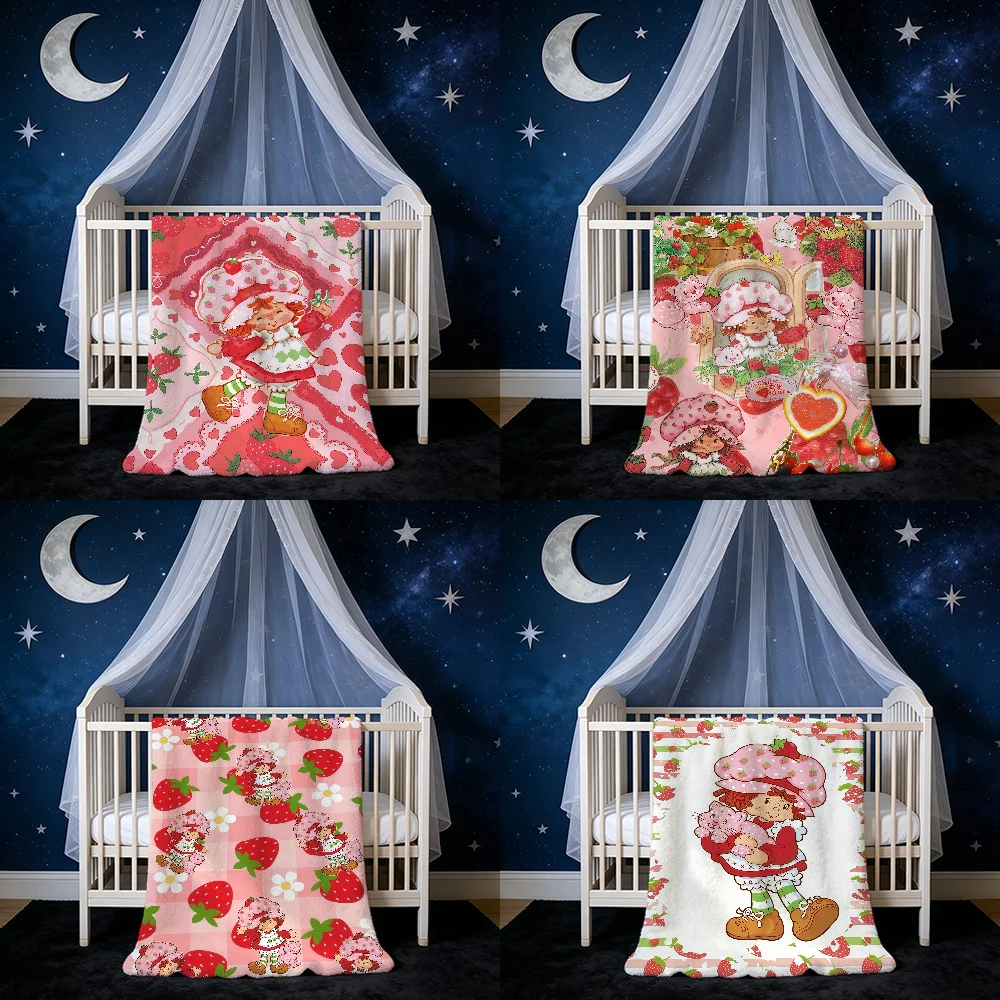 Cartoon S-Strawberry S-Shortcake Blanket Blanket for Home Bedroom Bed Sofa Picnic Travel Office Cover Blanket Kids