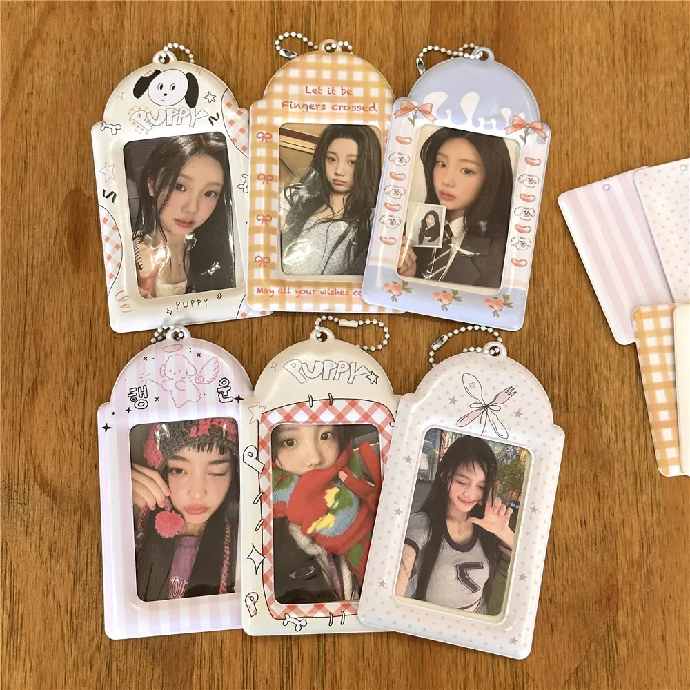 Grid Puppy Dog Angel 3-Inch Polaroid Set Love Bean Small Meal Campus Card Storage Pendant