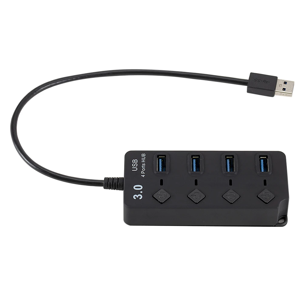 

4 Ports USB Hub 0 Data Transfer Slim Durable Design Individual Multi Device Connector for Laptop PC
