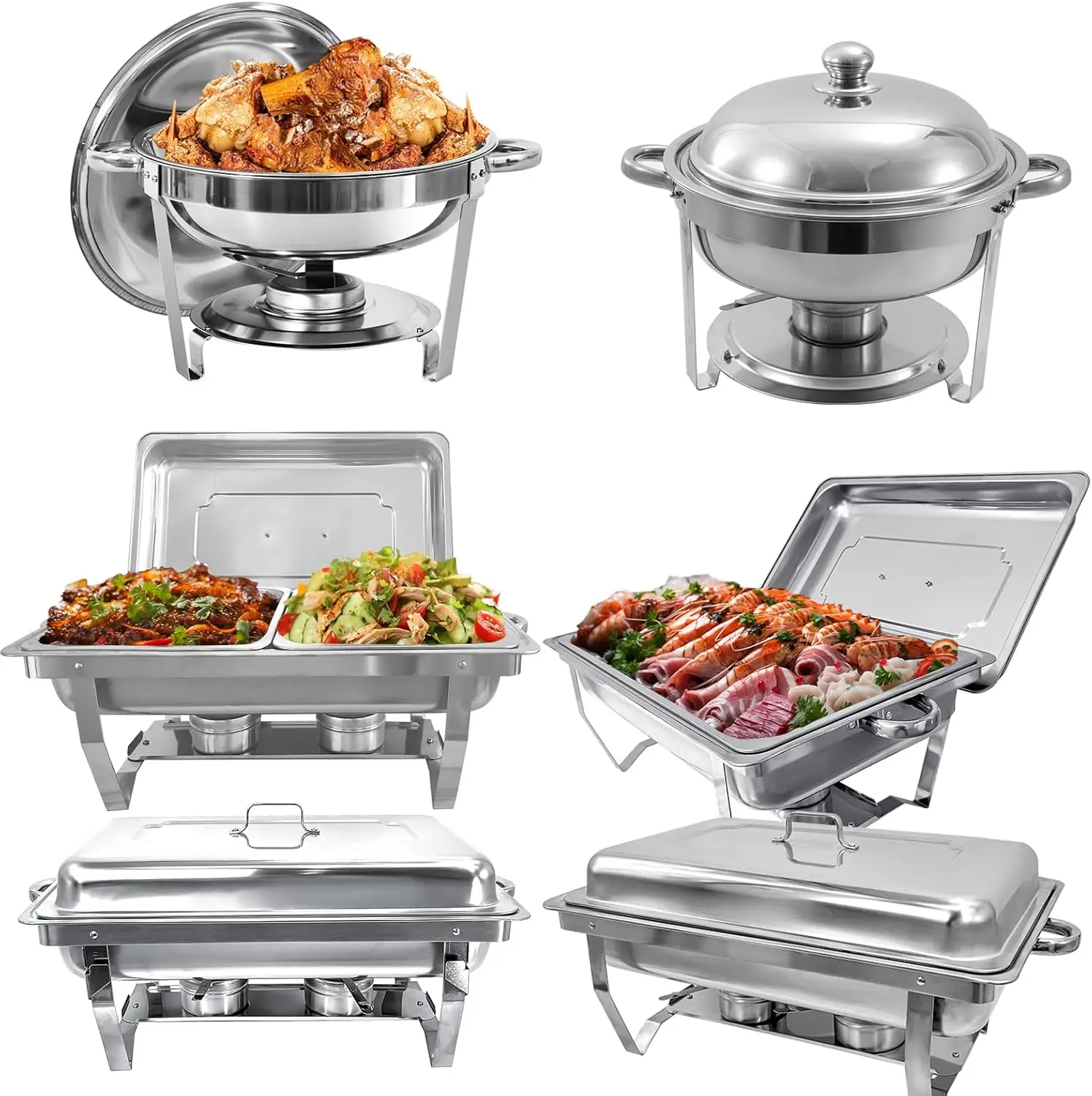 

Chafing Dish Buffet Set Stainless Steel Food Warmer Chafer Complete Set with Water Pan, Chafing Fuel Holder for Party Catering