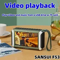 SANSUI F53 4.3-inch LED Display Radio Wireless Bluetooth Speaker Portable FM Radio TF Card Slot MP4 Music Player Video Boom Box