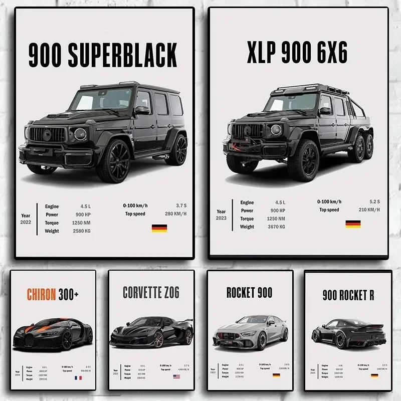 Frameless canvas paintings,Luxury Sport Off-Road Cars 900 Rocket Nordic Supercar Brand Car Poster Aesthetic Canvas Print Wall Ar