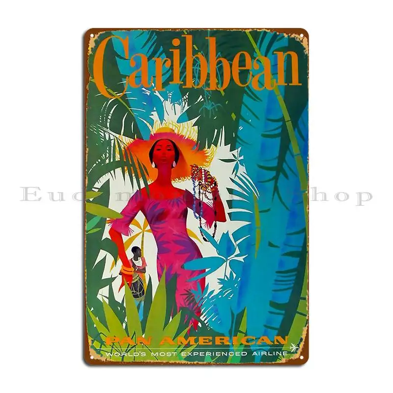 Carribean Vintage Travel Poster Metal Sign Club Print Club Garage Decoration Cinema Tin Sign Poster