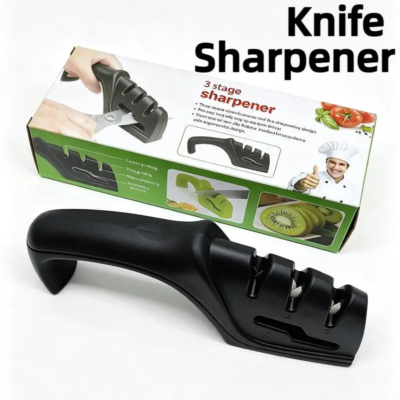 3-Stage Kitchen Knife Sharpener Manual Sharpening Tool Blade Repair Restore Polish For Chef Knives Home Use