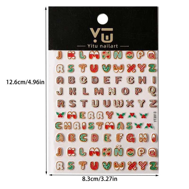 1 Sheet Cute Christmas Nail Stickers Classic Style Letter Patterns Christmas Nail Art Decals Adhesive Nail Decals Salon Supply