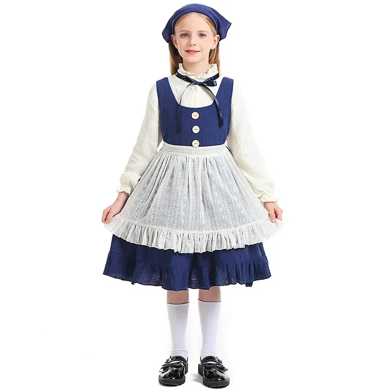 

New Children's Match Girl Stage Play Costume Pastoral Farm Maid Dress
