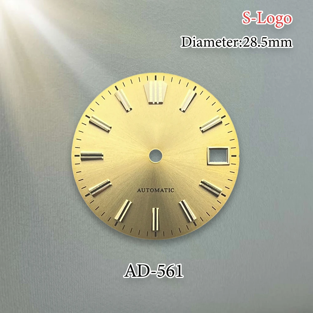 28.5mm logotipo s automático nh35 dial sunburst dial caber nh35/nh36 movimento japonês prego dial relógio acessórios ferramentas de reparo