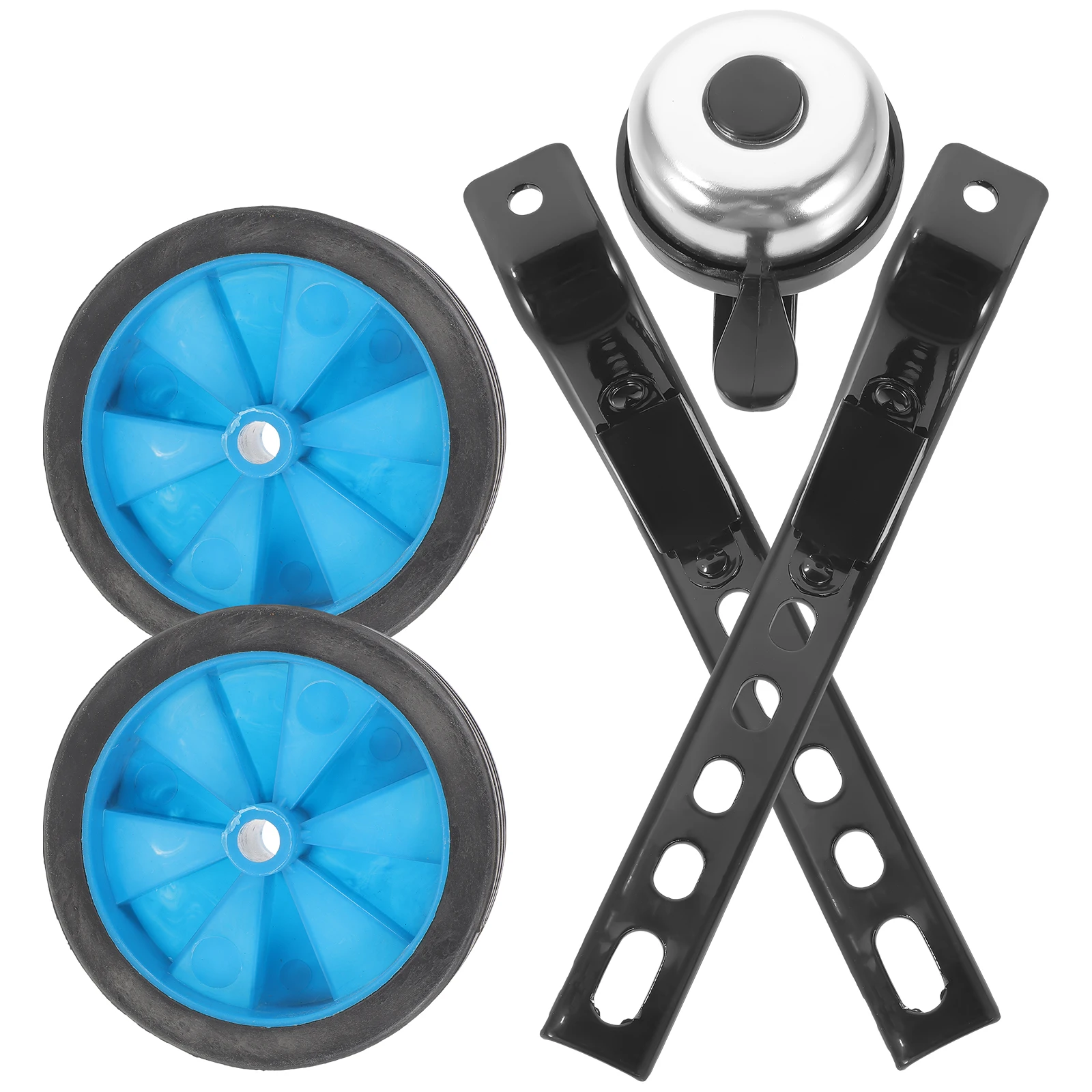 

12-дюймовые велосипедные тренировочные колеса, синий набор, колокольчик, прочный резиновый металл, прочный, безопасный, практичный, простая установка