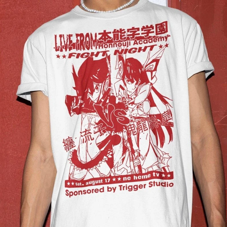 Kill La Kill Casual Print T-Shirt for Men Women Washed T-shirt Y2k Short Sleeves Streetwear Trendy Cotton Couples Comfortable