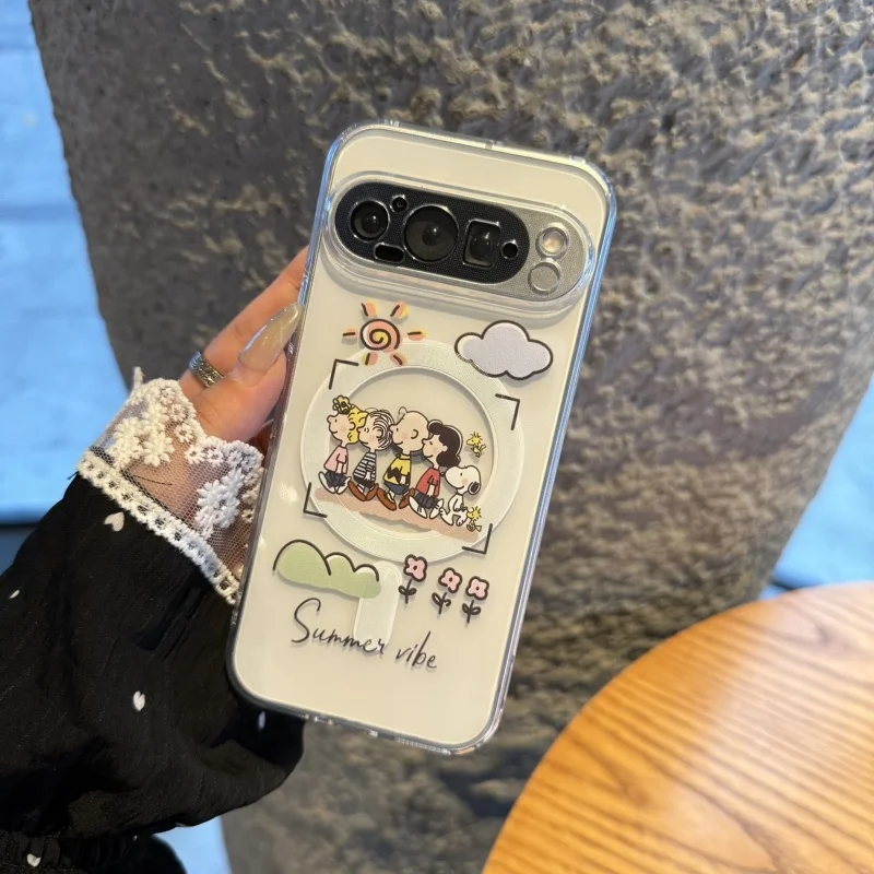 

3D comic Cute cartoon Snoopy Magsafe Wireless Charge Case For Google Pixel 9 10 pro XL 10Pro 9ProXL Snoopy Magnetic Holder