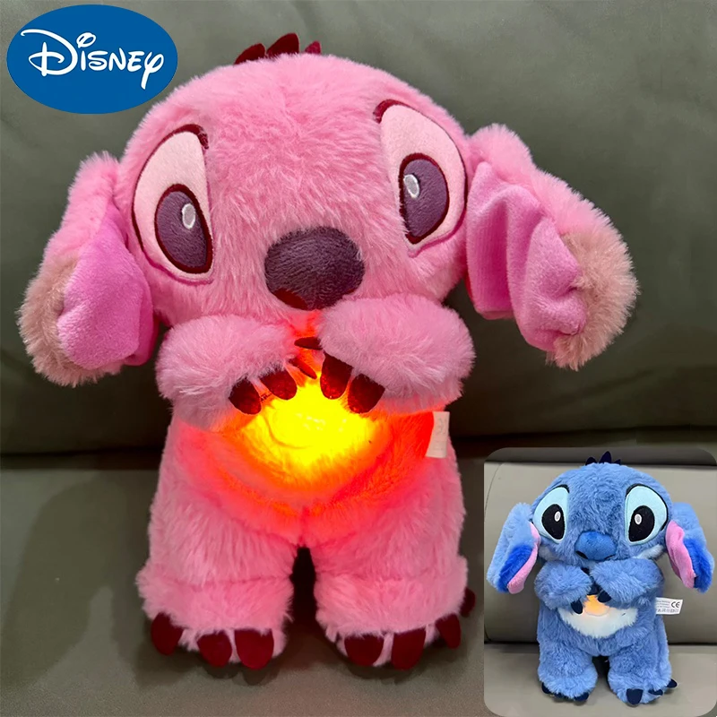 Disney Plush Doll Stitch Music Lights Sleeping Breathing Stitchs Soothing Calm Rest Sleep Playmate Kawaii Child Toy Kids Gift