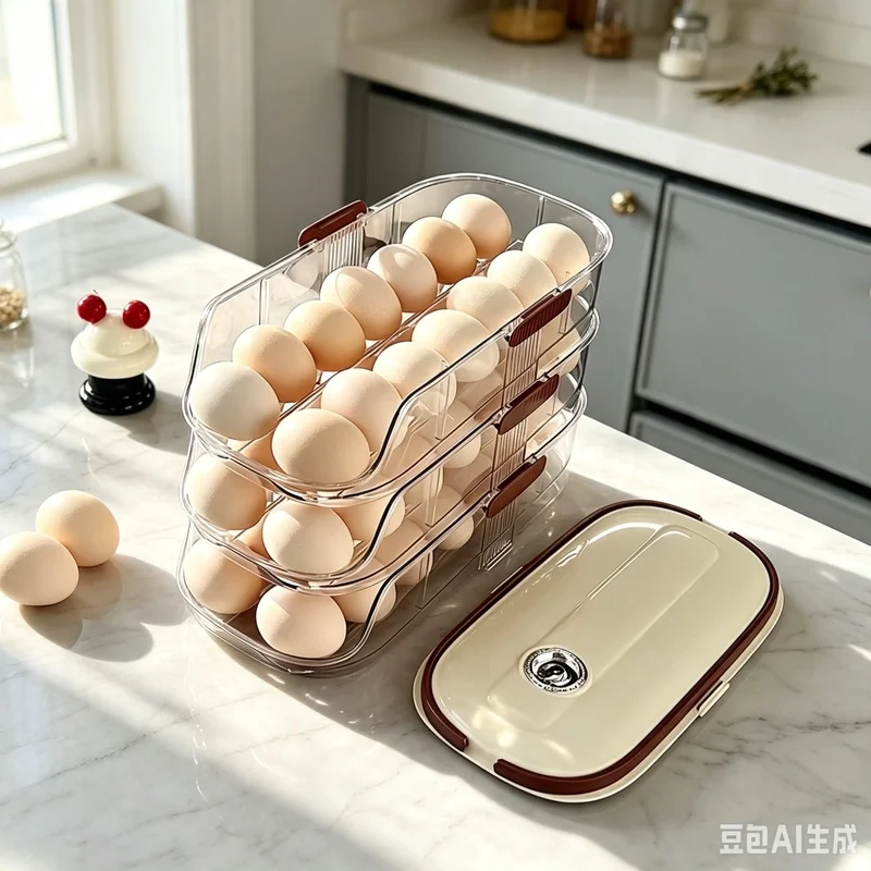 1Pc Automatic Rolling Egg Storage Box Refrigerator Fridge Side Door Egg Rack Organizer