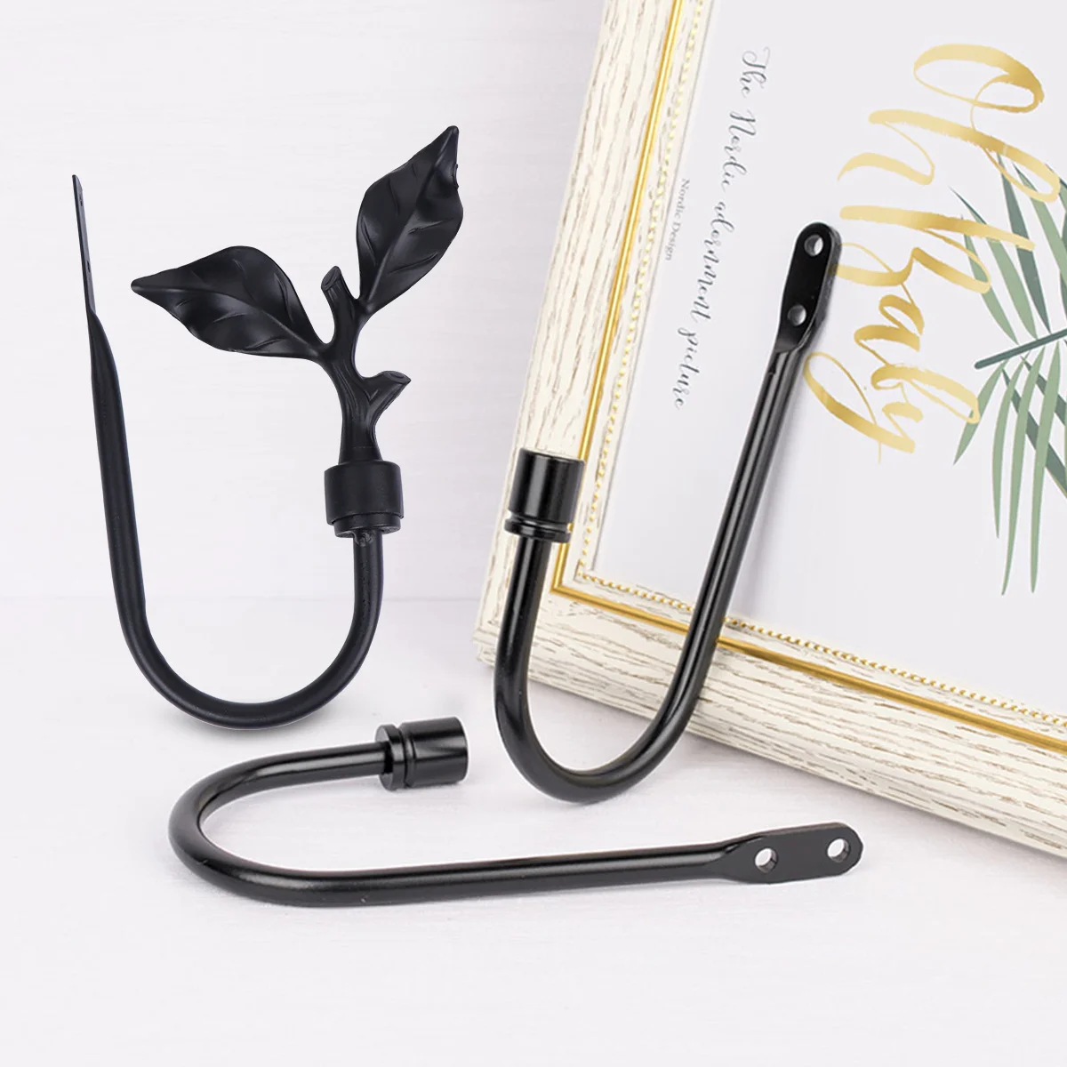 ستارة جدار السنانير ريفي يترك تصميم المعادن الثقيلة للمعاطف المناشف أحزمة أكياس المطبخ الحمام ديكور المنظم #1