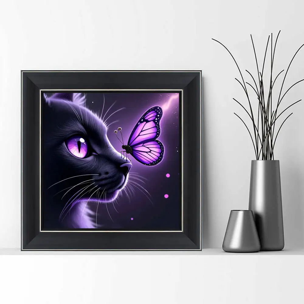 Huacan 5D الماس اللوحة القط فراشة الحفر الكامل فسيفساء هريرة DIY هواية الماس الاصطناعي التطريز الحيوان اليدوية هدية