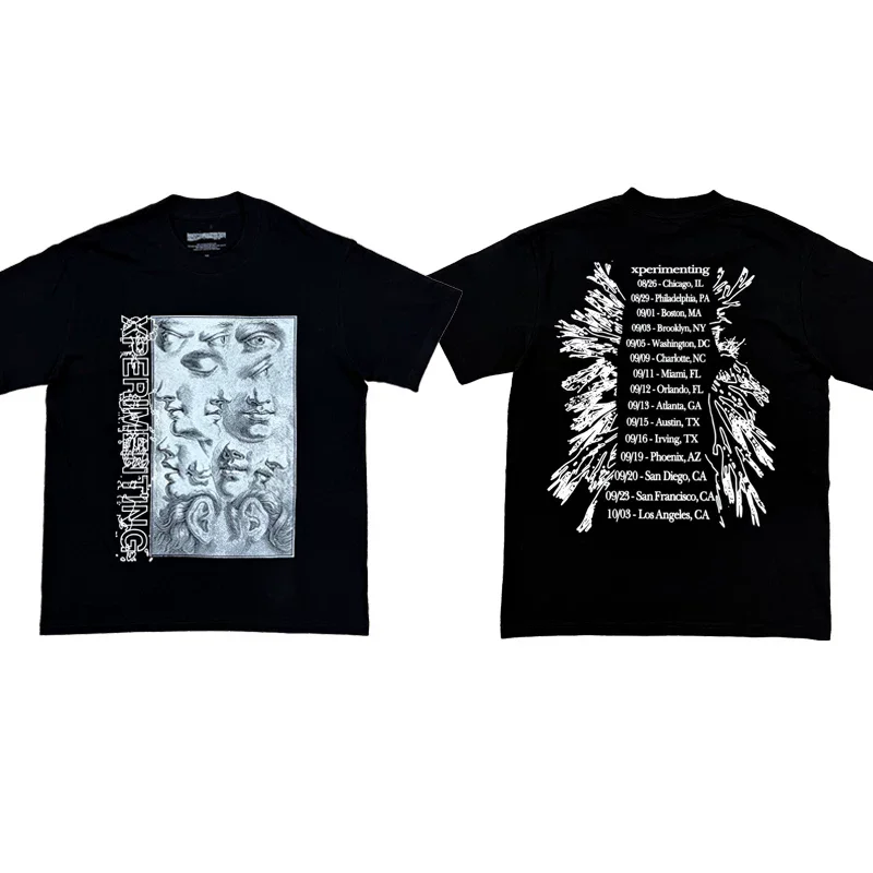 New Men KEN CARSON Xperiment Tour Merch T Shirts T-Shirt Hip Hop Skateboard Street Cotton T-Shirts Tee Top US size H3