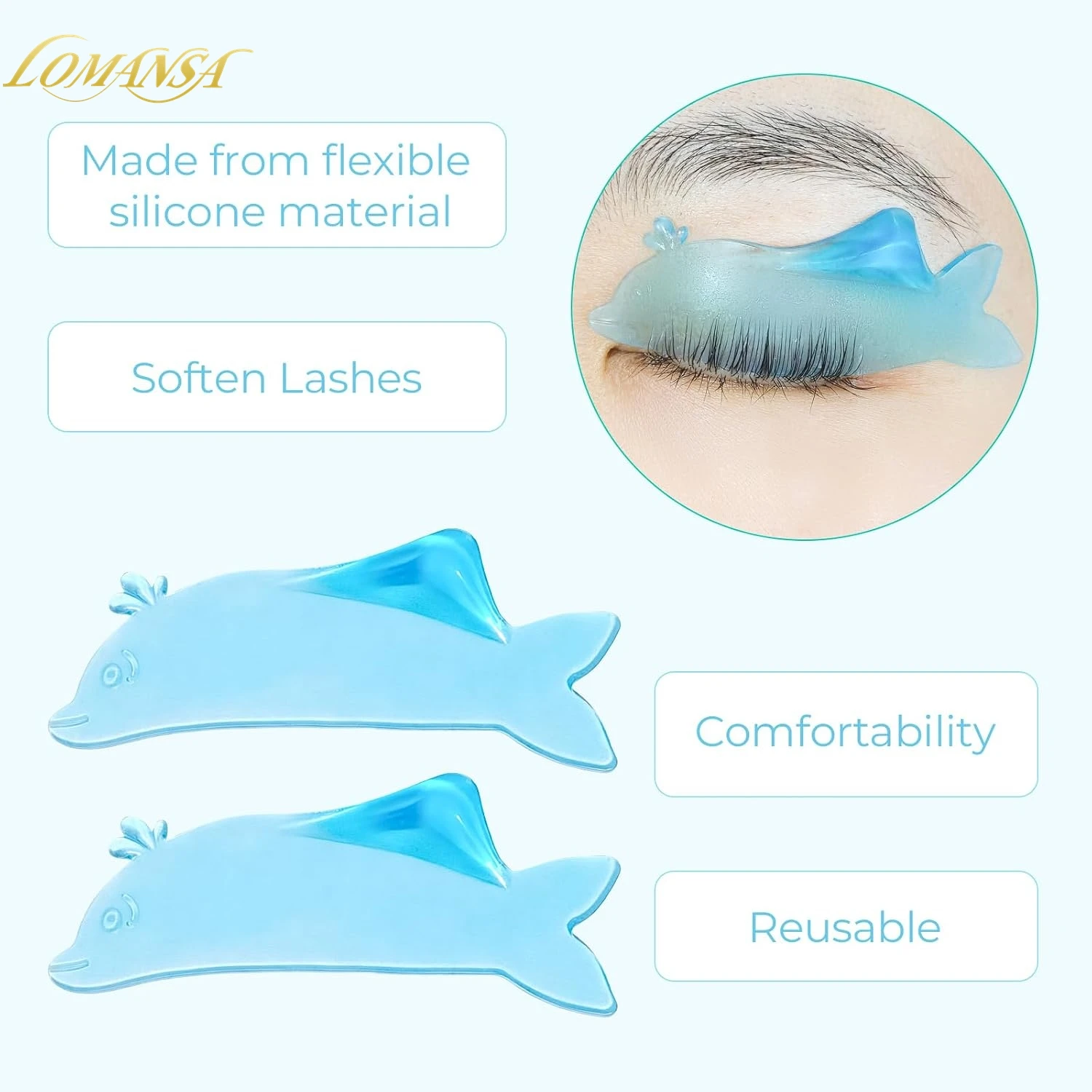 Lomansa Korean Flat Lash Lift Shields Glueless & Super Sticky Silicone Pads Ultra Thin Lash Softening Rod For Eyelash Perming