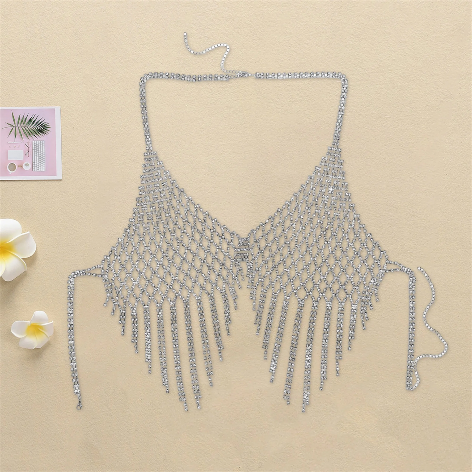 Luxurious Crystal Shoulder Necklace for Women Stylish Statement Body Chain Exquisite Jewelry Accessory