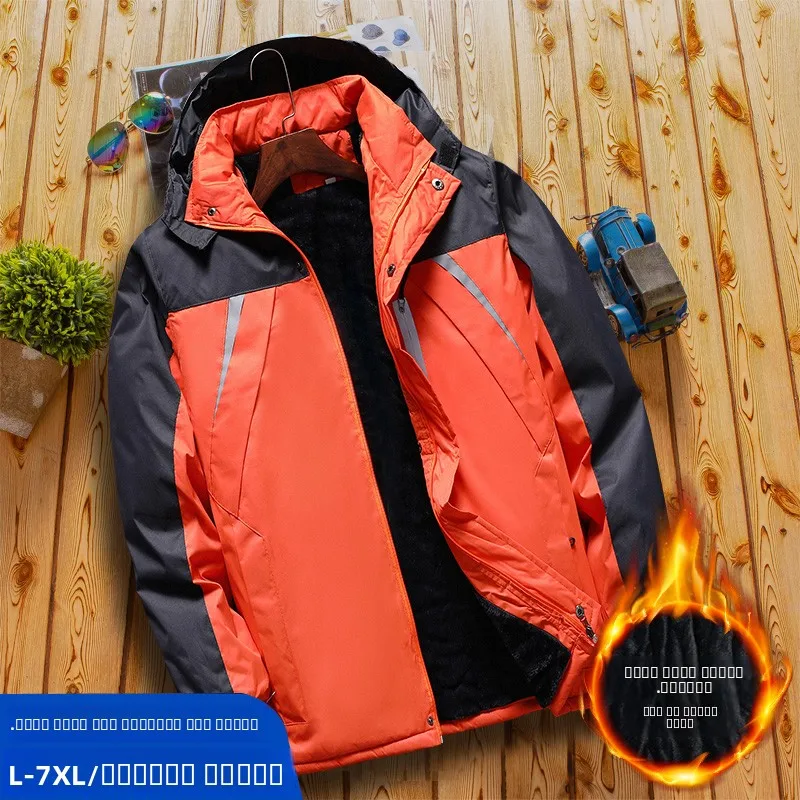 

Men's Winter Thiened Fce Lined Cotton Jaet Workwear Windproof Warm Coat Large Size Casual ular Sle Loose Fit Cott...