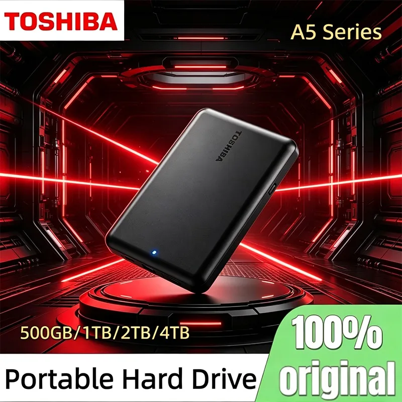 Toshiba A5 Series Small Black Portable Hard Drive Pro Max High Speed USB 3.2 Gen1 500GB 1TB 2TB 4TB Compatible With Mac