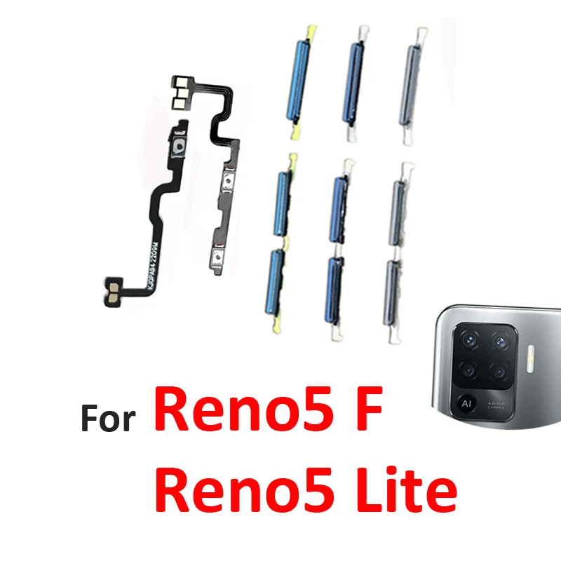 For Oppo Reno 5 Lite CPH2205 Phone New Power Volume Button External On Off Key Internal Flex Cable Parts For Reno 5F CPH2217