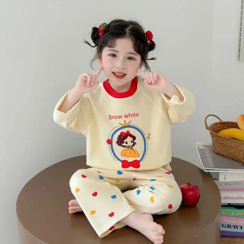 

2025 Snow White Pajama Set, Long Sleeve Loungewear for Girls & Kids Summer Sleepwear