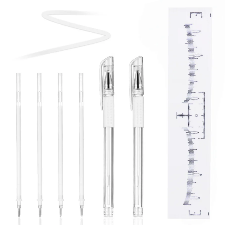 7pcs/set tattoo marker pen,  positioning pen, skin marker pen, eyebrow ruler set
