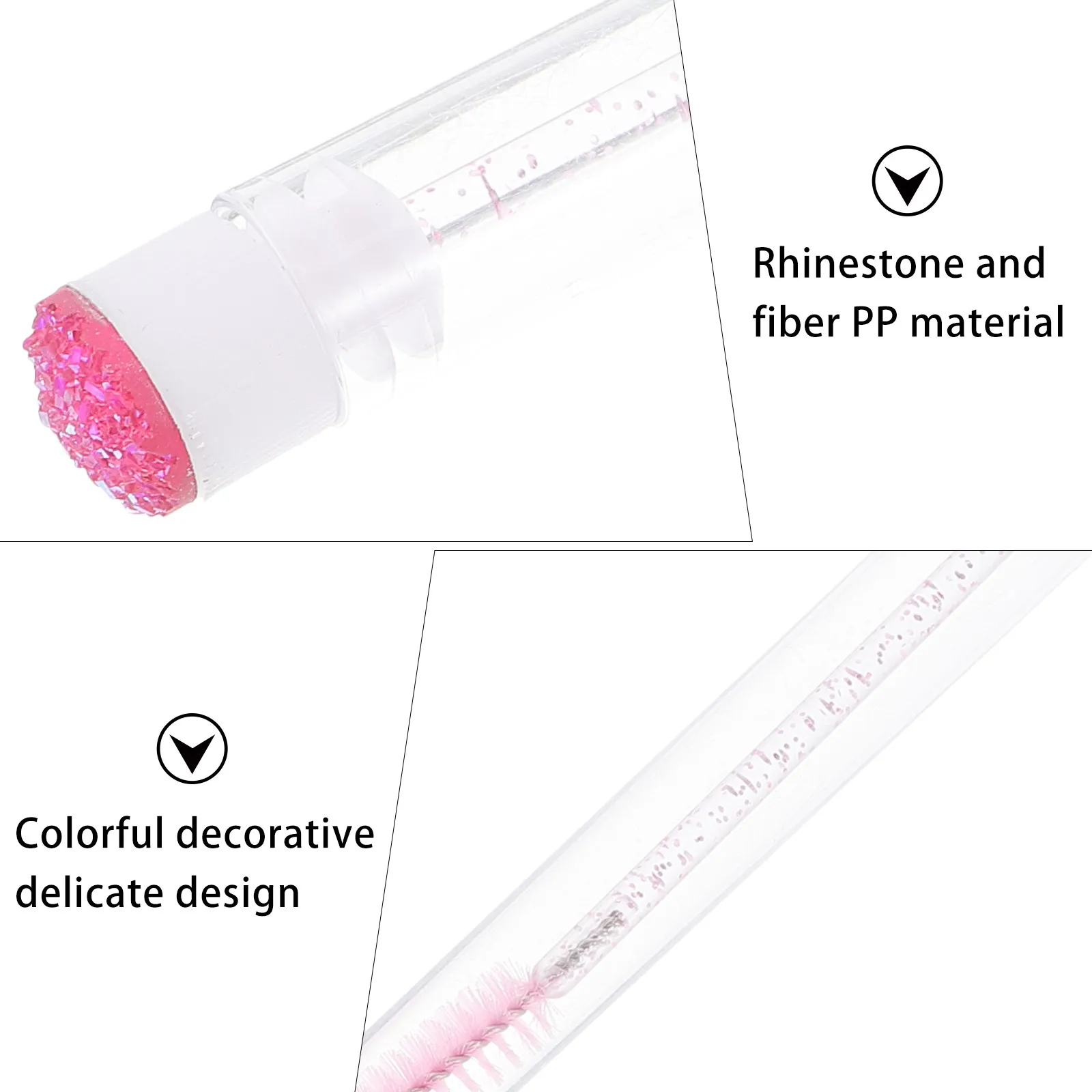 10Pcs Eyelash Brushes Set Colorful Rhinestone Decorated Fiber PP Lash Brush Tube Packaging Lightweight Safe for Home Store