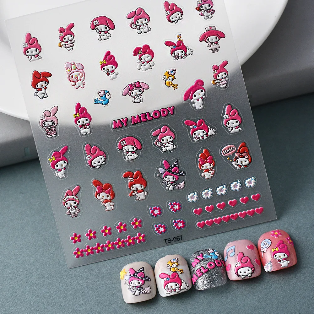 5D Snoopy Hello Kitty Melody Nail Stickers Nail Art Accessories Cartoon Cat Bear Nail Art Decals Nail Art Decoration