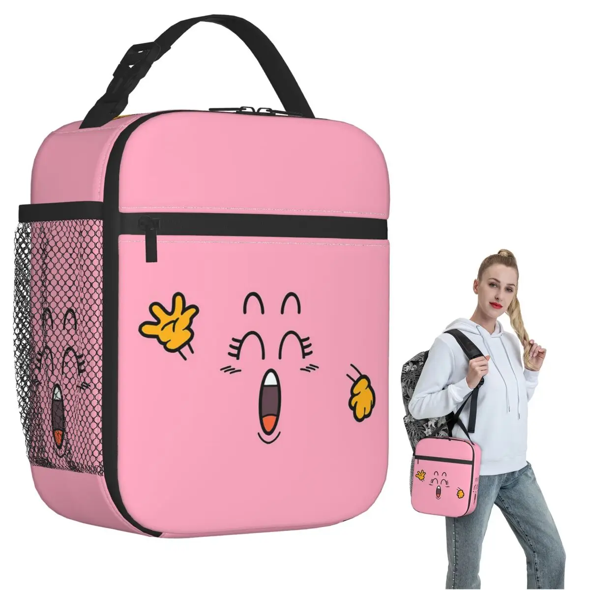 Dr Slump Arale's Pink Poop Insulated Lunch Bag for Women Children Portable Food Boxes Thermal Lunch Box Tote
