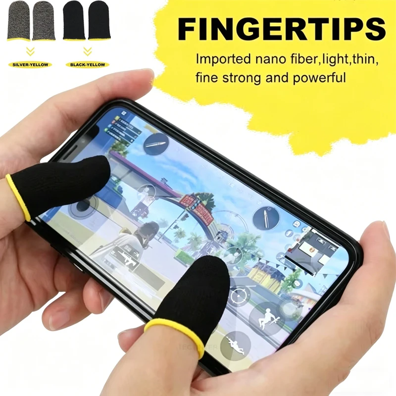 2 Fundas para Dedos, Controlador de Juegos Móviles para PUBG, Resistentes al Sudor, Anti-Rayones, Sensibles al Tacto, para Pantalla Táctil