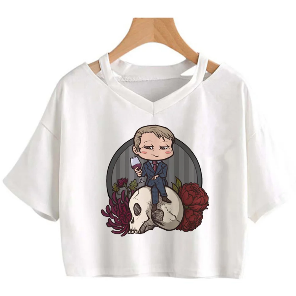 Hannibal gothic  trashy vintage crop top Woman vintage trashy korean fashion hippie t-shirts