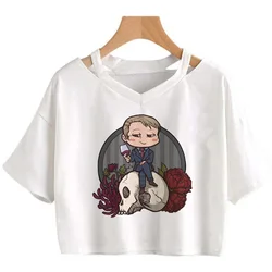 Hannibal gothic  trashy vintage crop top Woman vintage trashy korean fashion hippie t-shirts