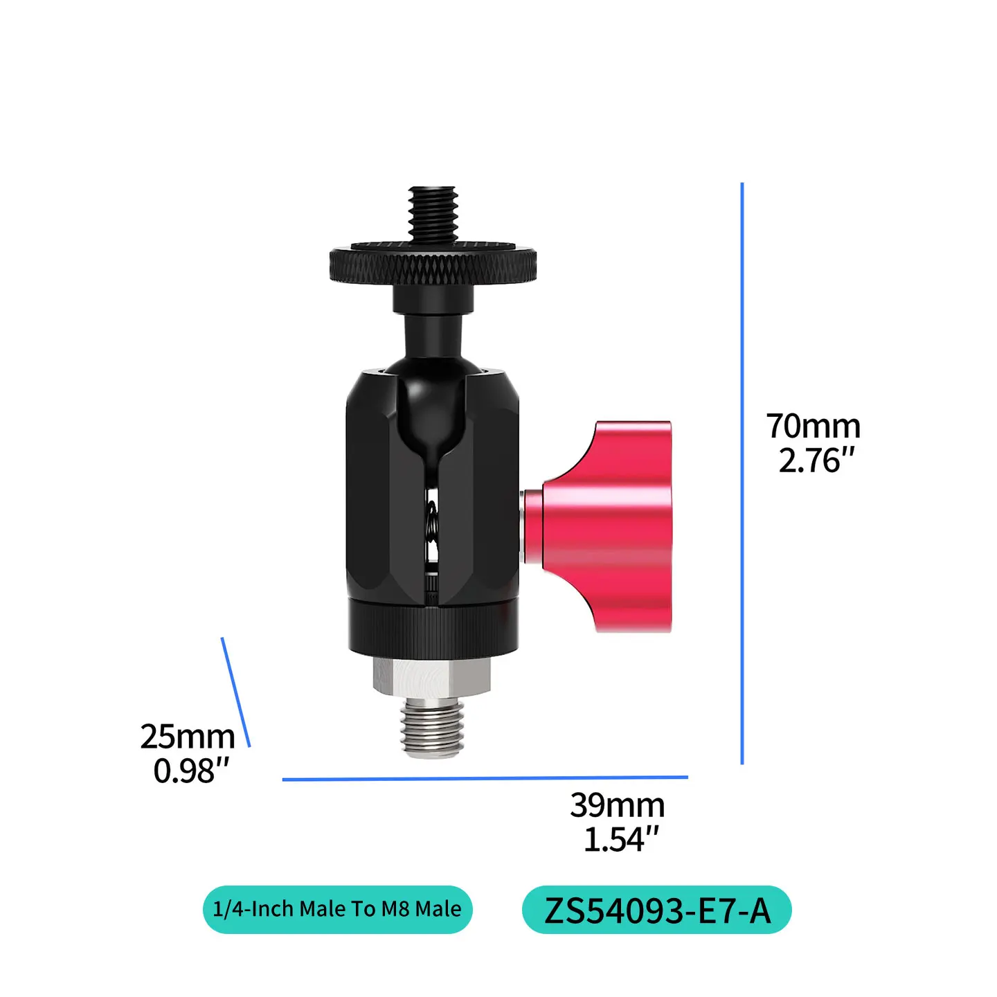 Anfang 360 ° Drehbarer 17-mm-Kugelkopfhalter mit 2 kg Traglast, Aluminiumadapter für GoPro, Insta360, DJI OSMO, Motorrad-Stativhalterung – Detail 13