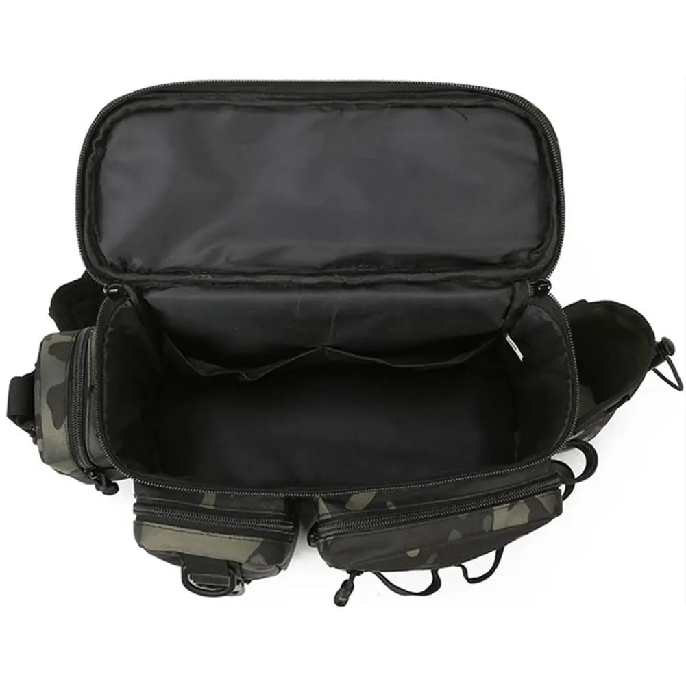 Imagem -06 - Bolsa de Equipamento de Pesca Camuflada ao ar Livre Leve Grande Capacidade Faixa Reflexiva Design Bolsa de Armazenamento com Suporte de Haste