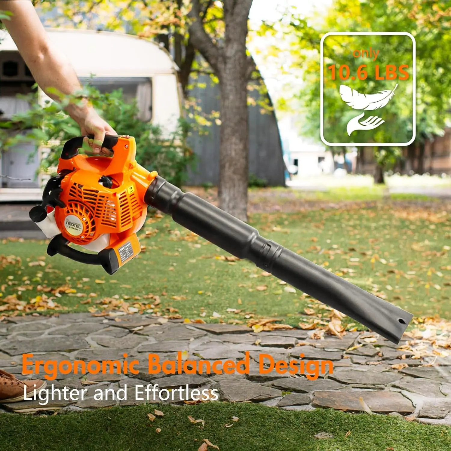 3 in 1 Gas Leaf Blower 2-Cycle Handheld Cordless Leaf Blower with Mulcher and Vacuum Bag, 25.4cc, 432CFM, 180 MPH, Ergonomic