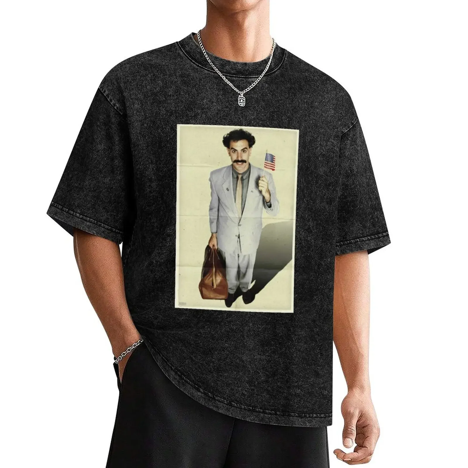 

borat, sacha baron cohen, movie poster T-Shirt vintage anime shirt kawaii clothes t shirt men